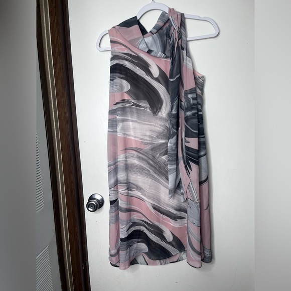 Signature by Robbie Bee Pink and Gray Swirl Midi Dress - Picture 2 of 5